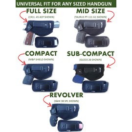 Universal IWB Holster for Concealed Carry | Bonus Mag Holster | EDC Inside The Waistband | Flexible, Breathable, Neoprene | S&W M&P Shield 9/40 1911 XDS Taurus PT111 G2 Glock 19 17 22 26 27 43 (Left)