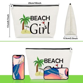 Beach Lover Gift Makeup Bags Beach Themed Gifts for Friends Sister Coworker Beach Holiday Gifts Cosmetic Bag Funny Vacation Gifts Birthday Christmas Graduation Gift for Trip Lover Travel Makeup Pouch