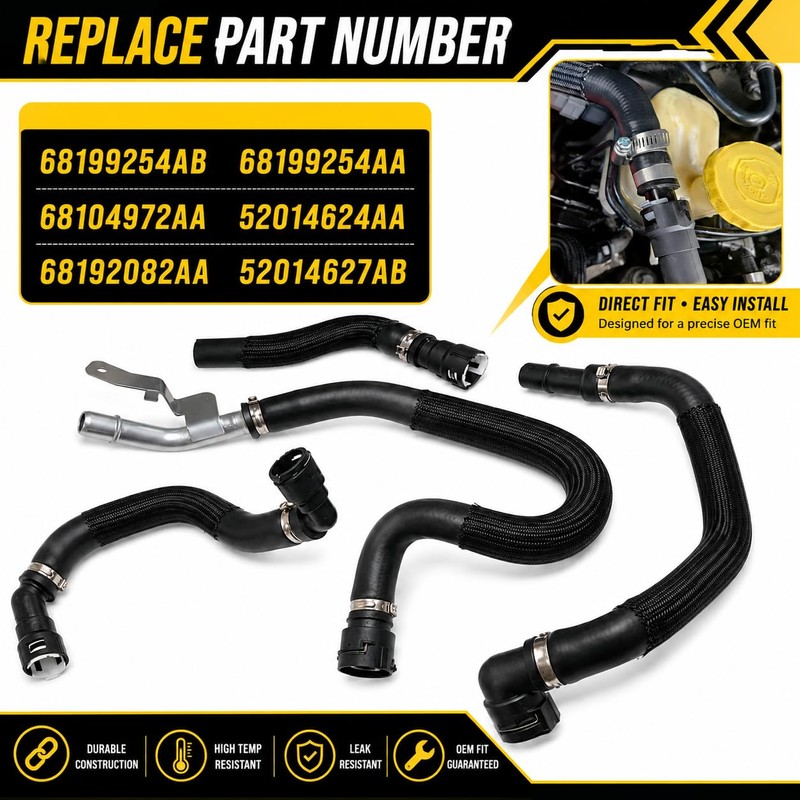 HVAC Heater Supply Return Hose Kit Compatible with 2014-2018 Jeep