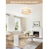 Beiduna 18" Gold Flush Mount Ceiling Fan with Light, Caged