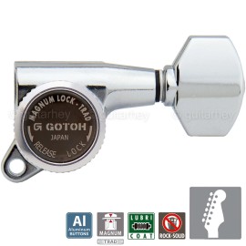 GOTOH NEW Gotoh SG381-AB07 MGT Locking Tuners 6 in line Keys ALUMINUM Buttons - CHROME