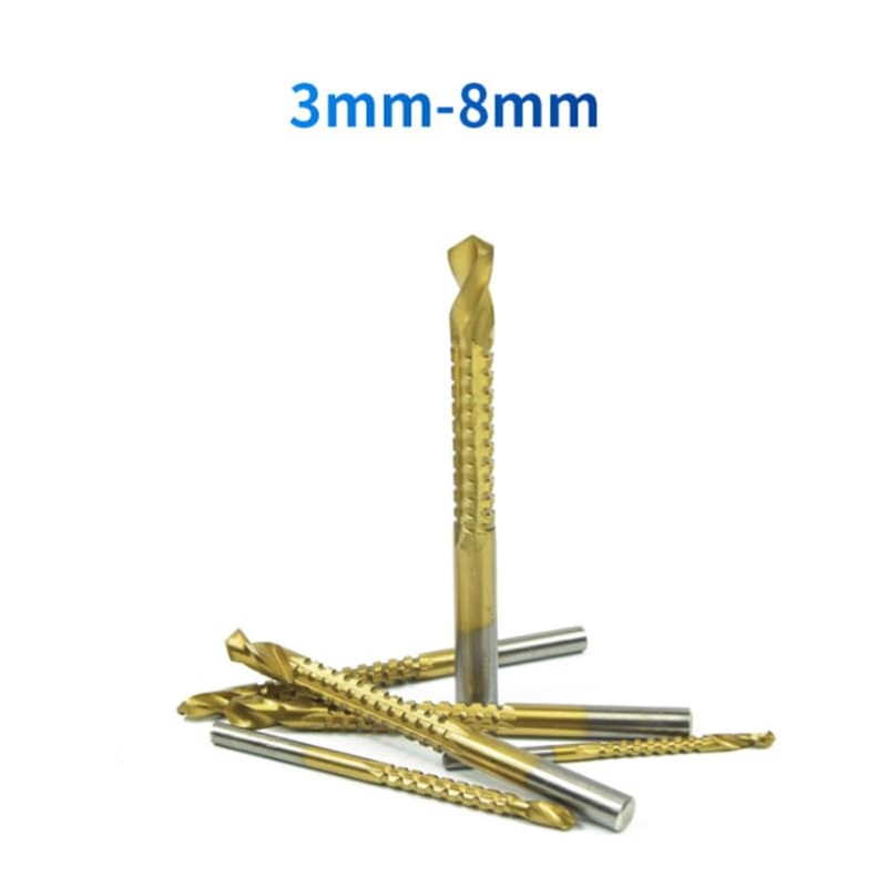 TEHAUX HSS Titanium Coated Drill Bits 6 Piece Set 3mm-8mm