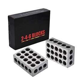 TINVHY 2-4-6 Blocks Matched Pair 23 Holes (2x4x6) Hardened Steel RC 55-62 246 Precision Ground Machinist Set Up Blocks
