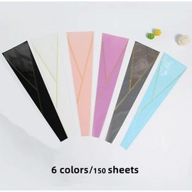 NatureMan 150pcs/6 Colors Single Rose Packaging Bag Bouquet Bag Waterproof Flower Gift Paper for Mother's Day Valentine's Day Florist Bouquet