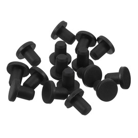 sourcing map 16 Pieces Black Rubber Stopper, 4.8mm Plug Holes for 4.5mm/0.18" Hole