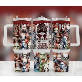 Handmade Girl Loves Horror Movies 40oz Tumbler Travel Mug Insulated Tumblr