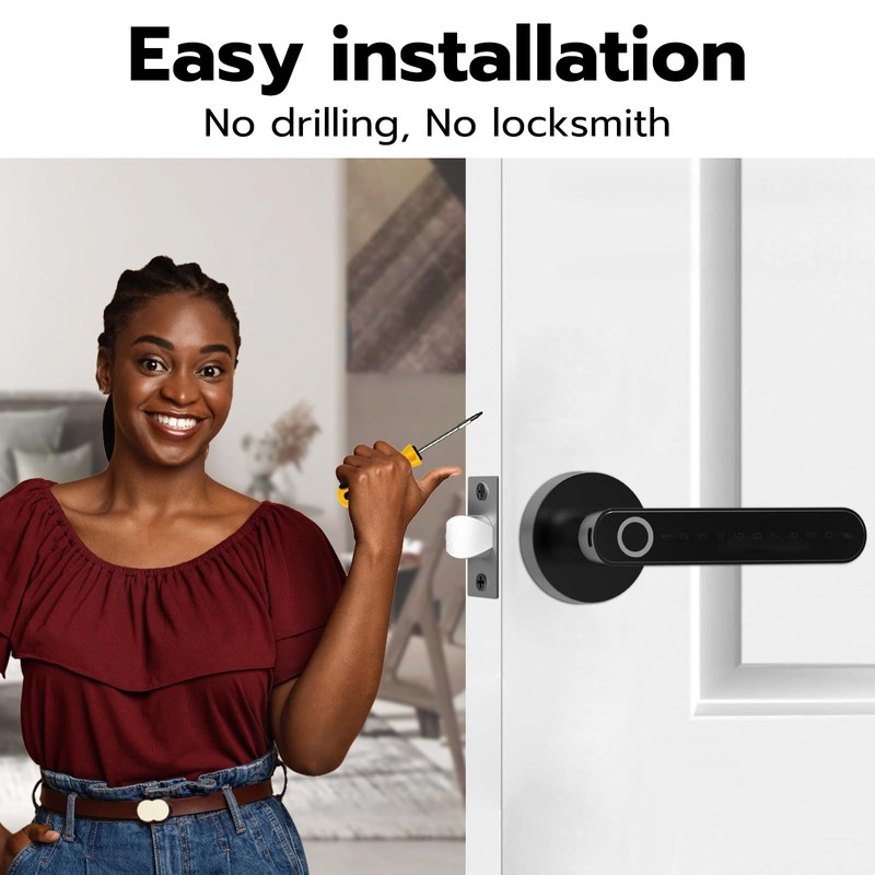 Fingerprint Handle Door Lock Smart Door Lock Levers eLinkSmart Keyless