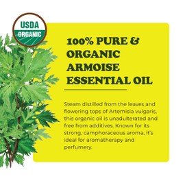 Organic Armoise Essential Oil | 10 ml | Artemisia Vulgaris | Steam Distilled from Leaves & Flowers | Camphoraceous Aroma | Natural Aromatherapy Oil | Pure & Undiluted | Middle Note | Nepal