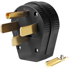 Yomiuwo NEMA 14-30P & NEMA 14-50P Plug, 4 Prong Dryer/Range Oven Stove Angle Plug, Straight Blade Heavy Duty, 30 Amp 50 Amp 125/250V, Industrial Grade, Grounding, 3 Pole 4 Wire, UL Listed,1 Pack