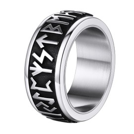 Supcare Men Women Fidget Ring,Nordic/Celtic/Moon Star Spinner Ring Jewelry Custom Name Ring Gifts for Christmas,Size 7-14 (with Jewelry Gift Box), 11, Stainless Steel