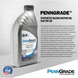 PENNGRADE 62716, Synthetic Blend Oil SAE 5W-20, 1 Quart (12 Pack)