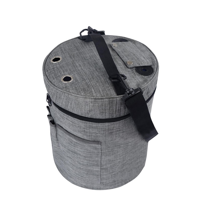 igadgitz home U7267 Round Polyester Knitting Bag, Round Yarn Storage