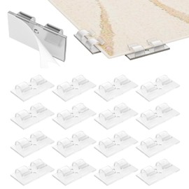 Carpet Grippers Non Slip Rug Pads 16 Pcs Back Adhesive and Removable Double Clamp Elastic Acrylic Clips for Hardwood Floors and Tiles, Carpet Binding Clamps Strong Clamping (Transparent)