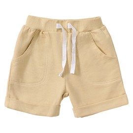 SOBOWO 3-6 Month Boy Shorts Baby Boys Basketball Shorts Summer 3-Pack Solid Cotton Jogger Active Shorts Casual Harem Pants 0-24 Months(3-6 Months, Dark Gray/Brown/Beige)