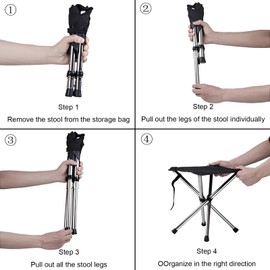 Pummny Durable with Side Pocket, Camping Tripod Stool, Portable Lightweight Folding Stool, Ultralight Camping Folding Stool, Outdoor Fishing Stool for Camping, Outdoor, Concerts, Fishing, Hiking