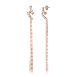 Meissa 925 Sterling Silver Dangle and Drop Earrings for Women Wedding Statement Long Earrings Sparkly Diamond Earrings Bridesmaid Gifts (Rose Gold)