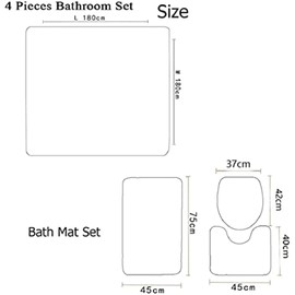 BXFUL 4 Piece Waterproof Shower Curtain Set for Bathroom-Rose-Non-Slip Bath Mat and 12 Hooks,Curtain Set with Rug,Toilet Lid Cover Bathroom Decoration (Pink)