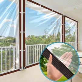 Clear Tarps Heavy Duty Waterproof - 8x12ft Clear Plastic Tarp with Grommets Transparent Vinyl Tarp for Porch Patio Enclosure Tarpaulin for Outdoor Furniture Window Cover