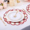 60Pcs Red Checkered Paper Placemats 13.5 Inch Scalloped Round Disposable
