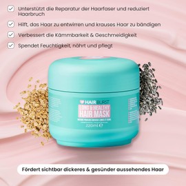 HAIR BURST Hair Mask for Damaged Hair, Deep Repair Conditioner with Heat Protection for Hair, Hair Care Formula with Coconut Oil, Argan Oil & Avocado Oil, 220 ml