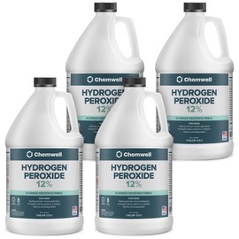 Chemwell 12% Hydrogen Peroxide - 4 Gallons (1 Gallon, 4 Pack) - Multi-Purpose Cleaner for Home, Kitchen, Bath, and Laundry - Made in USA - for Household Use