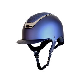 Rhinegold Pro Carbon HORSE RIDING HAT with Removable Lining, Kids and Adult Horse Riding Helmets, 58cm, Navy/Glitter