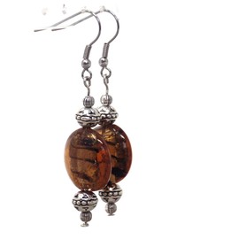 Venezia Edelstahl Ohrringe und hellbraune Murano Glasperlen