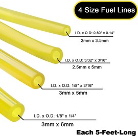 ZAMDOE Fuel Line Hose Tube Primer Bulb Fuel Filter Kit for Chainsaw String Trimmer Blower Lawnmower 2 Cycle Small Engines Carburetor Tiller Edger Diesel Fuel Hose(1.5 m*4 Size)