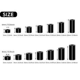 ZEPIQOR 200 Pieces Plastic Round Spacer Kit, for M3/M4 Screws, Plastic Spacers, Spacers, Spacers Without Thread Columns, OD 7 mm, Black