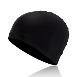 Nevoluxer Cuffia Piscina Uomo & Donna Nero - Cuffia Nuoto Men in Tessuto Morbido | Cuffia Piscina Elastica | Swimming Cap per Piscina & Acque Libere - Soft Fabric Swimming Cap