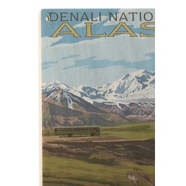 Lantern Press Denali National Park, Alaska - Caribou and Stoney Overlook (10x15 Wood Wall Sign, Wall Decor Ready to Hang)