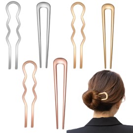 6 Pcs French Hair Pins for Fine Hair Vintage Hairpin U Shaped Metal Non Slip Hair Sticks for Thick Hair Accessories for Women Wedding Styling