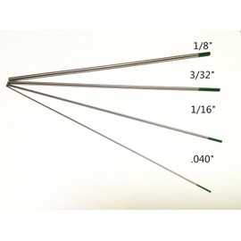 WeldingCity 10-pk Premium TIG Welding Tungsten Electrode Rod Pure (Green, EW-P) 1/8" x 7" | 10-pcs