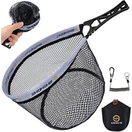 Red de pesca con mosca THKFISH plegable con mango ABS y malla de goma
