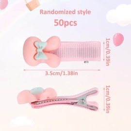 50 Stück Haarspangen Mädchen Set, Haarspangen Baby Feines Haar Mini, Niedliche Haarspangen Süß, Baby Girl Hair Bow Clips, Haarspange Kleinkind, Nicht-Schädigende Haare (Zufälliger Stil)