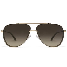 Appassal Retro Aviator Sunglasses for Women Mens Double Bridge 70s Shades AP3738, Gold/Brown Grey