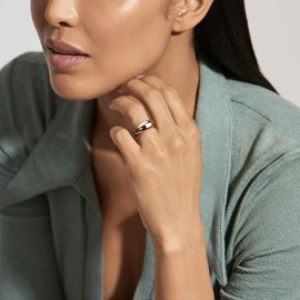 Mytys Chunky Gold Rings for Women 14K Gold Plated Dome Ring Croissant Ring Signet Ring for Women Christmas Jewelry Gift (gold 2 size 7)