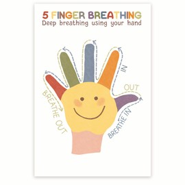BMCP0401 5 Finger Breathing - 5-4-3-2-1 Grounding Technique - Stress Management - Mental Wellness - Coping - 12 x 18 Inch Unframed Premium 100lb Gloss Poster - Made In USA