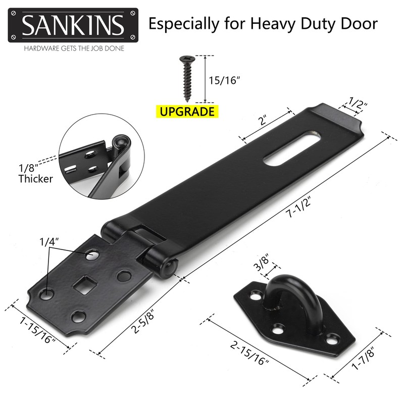 SANKINS 7-1/2" Heavy Duty Door Lock Hasp Latch, 1/8" Thicker
