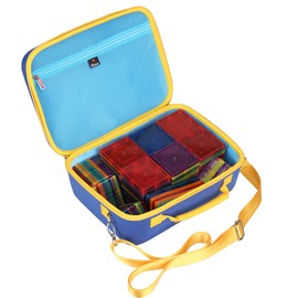 Mchoi Shockproof Carrying Case Fits for PicassoTiles/Playmags 100 Piece Set Magnet Building Tiles, EVA Portable Storage Case Shockproof, Blue