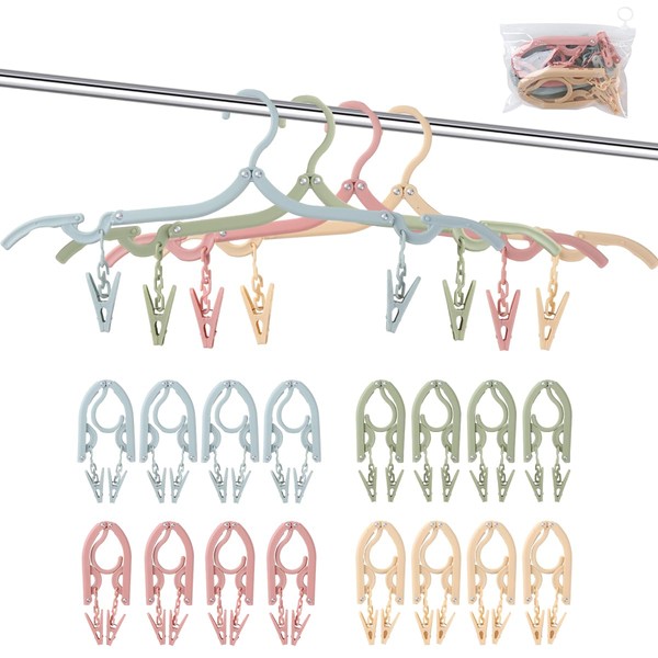 Travel Hangers Folding, 16 PCS Portable Foldable Hangers Set with