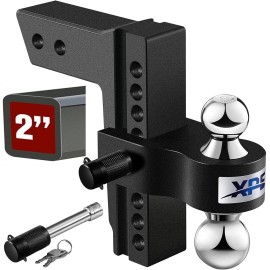 XPE Adjustable Trailer Hitch Fits 2" Receiver 8" Drop Hitch Ball Mount 12,500 GTW