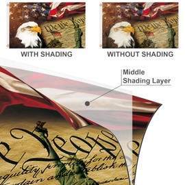 Statue of Liberty Double Sided Rustic Constitution Flag, 3x5 Ft, 3Ply Vintage American Bald Eagle Flags For Outdoor, 4th Of July Patriotic Memorial Independence Banner