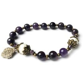 Amethyst and Mother of Pearl Stone Catholic Rosary Bracelet for Women with Virgin Mary Our Lady of Graces Medal Charm - Rosarios Catolicos - Catholic Gifts Women - Regalos Para Mujer - Pulseras de Mujer