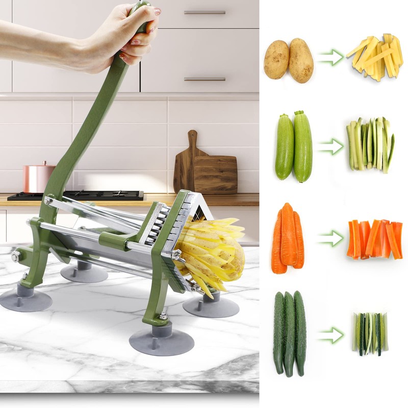 French Fry Cutter Commercial Grade Potato Slicer with Suction Feet