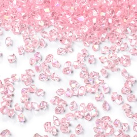 DomeStar 5,000PCS Fake Ice Rocks, Pink Iridescent Acrylic Crushed Ice Artificial Crystal Rocks Diamonds for Vase Fillers Party Decor Photo Props