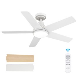 addlon Ceiling Fans with Lights, 42 inch White Ceiling fan with Light and Remote Control, Reversible, 3CCT, Dimmable, Noiseless, Small Ceiling Fan for Bedroom, Farmhouse, Indoor/Outdoor Use