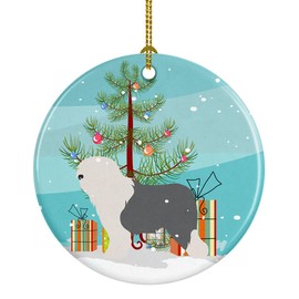 Caroline's Treasures BB8456CO1 Old English Sheepdog Bobtail Christmas Ceramic Ornament, 3 in, Multicolor