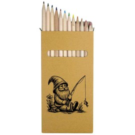 Azeeda 12 x 'Garden Gnome With Fishing Rod' Long 178mm Coloured Pencils/Pencil Set (PE00066121)