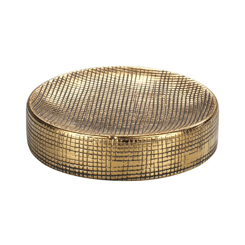 WENKO Rivara Painted Hand Made Soap Dish, Ceramic, Gold, 10